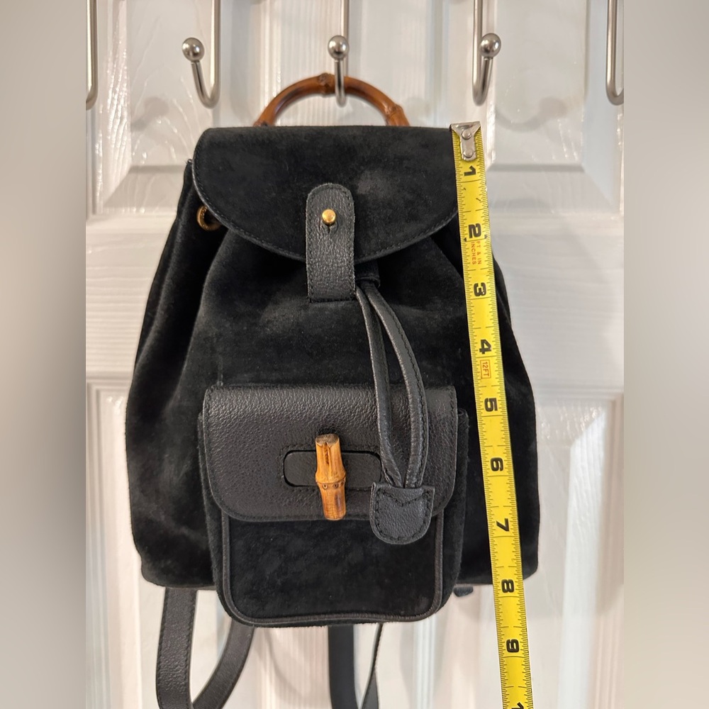 Gucci Black Suede Backpack bamboo - Picture 6 of 15